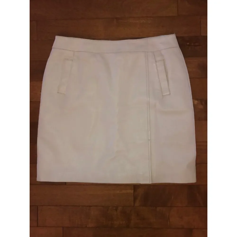 American Vintage Y2K Margaret Godfrey leather ivory skirt size 14